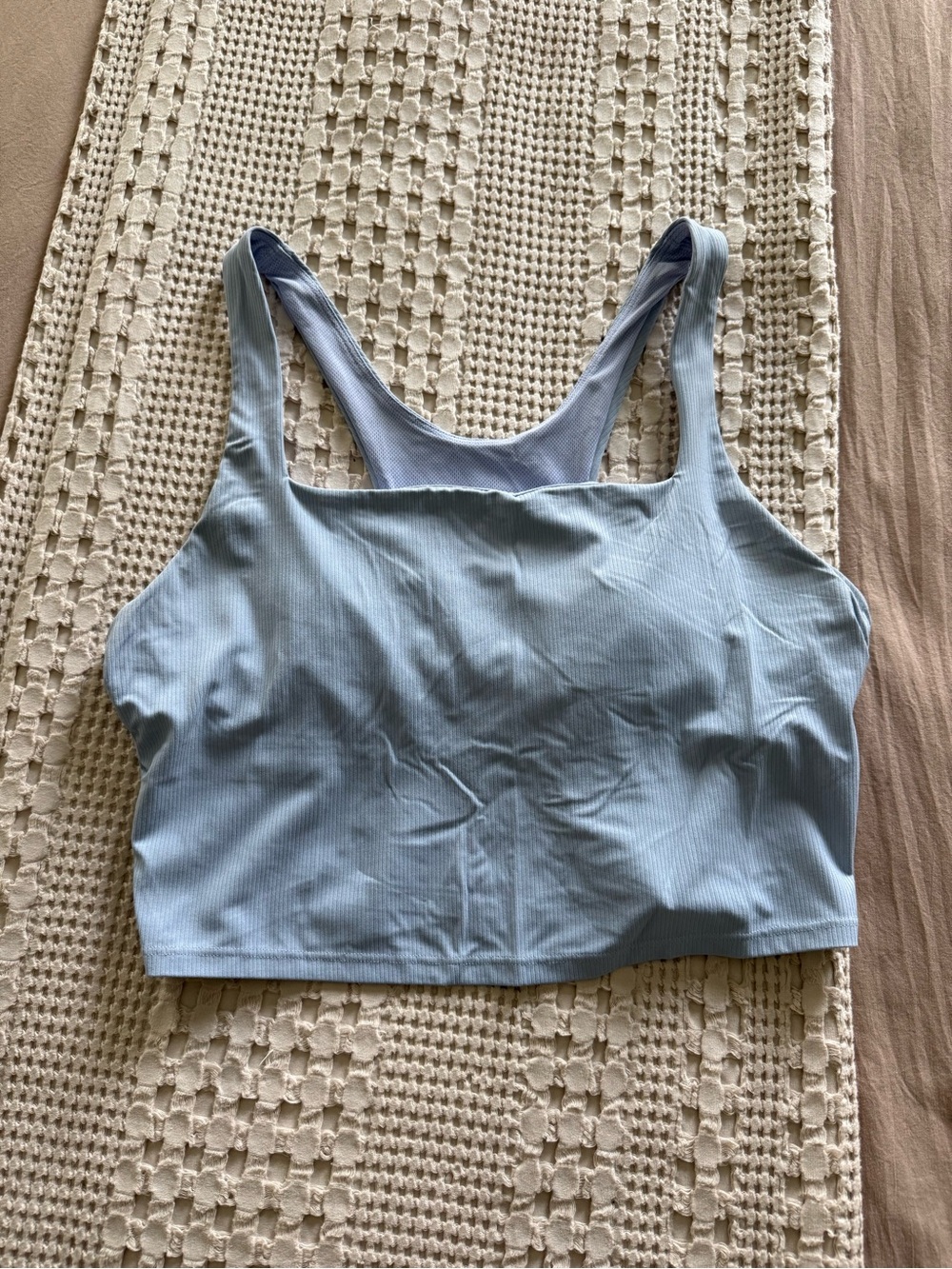 all in motion Blue Ribbed Scoop Bralette Size M